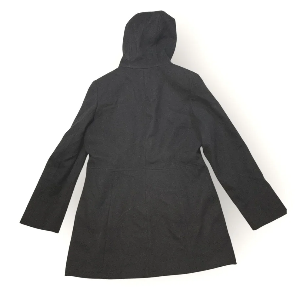 Herman Kay Black Wool Blend Hooded Coat‎ Women's Size L